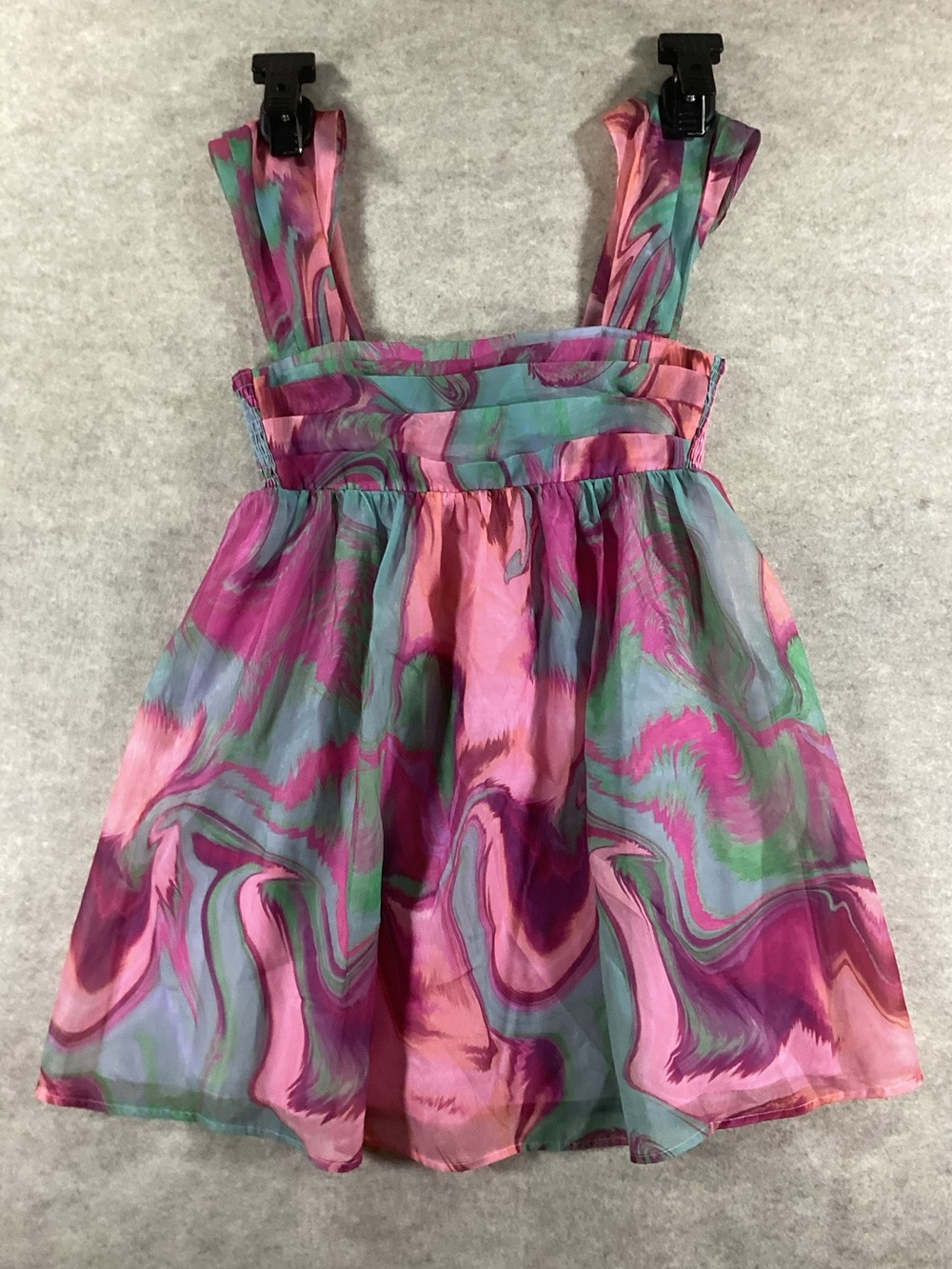 Amanda Uprichard Pink Teal Purple Swirl Mini Cindy Lou Sundress